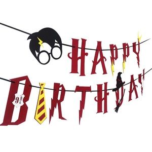 Harry Potter birthday banner and goody bags